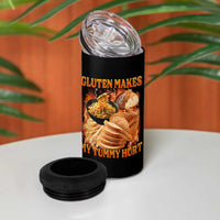 Funny Gluten Free 4 in 1 Can Cooler Tumbler Gluten Makes My Tummy Hurt Vintage Bootleg Graphic