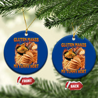 Funny Gluten Free Ceramic Ornament Gluten Makes My Tummy Hurt Vintage Bootleg Graphic