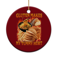 Funny Gluten Free Ceramic Ornament Gluten Makes My Tummy Hurt Vintage Bootleg Graphic