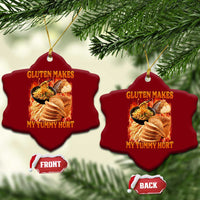 Funny Gluten Free Ceramic Ornament Gluten Makes My Tummy Hurt Vintage Bootleg Graphic