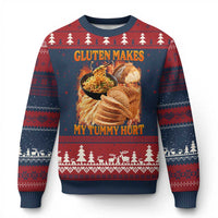 Funny Gluten Free Ugly Christmas Sweater Gluten Makes My Tummy Hurt Vintage Bootleg Graphic