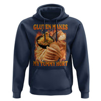 Funny Gluten Free Hoodie Gluten Makes My Tummy Hurt Vintage Bootleg Graphic