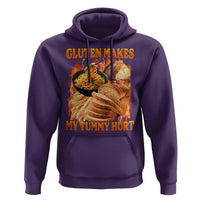 Funny Gluten Free Hoodie Gluten Makes My Tummy Hurt Vintage Bootleg Graphic