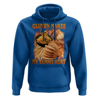 Funny Gluten Free Hoodie Gluten Makes My Tummy Hurt Vintage Bootleg Graphic