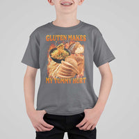 Funny Gluten Free T Shirt For Kid Gluten Makes My Tummy Hurt Vintage Bootleg Graphic