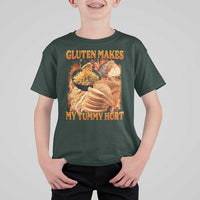 Funny Gluten Free T Shirt For Kid Gluten Makes My Tummy Hurt Vintage Bootleg Graphic