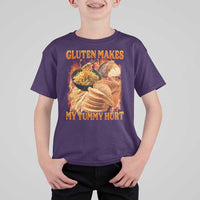 Funny Gluten Free T Shirt For Kid Gluten Makes My Tummy Hurt Vintage Bootleg Graphic