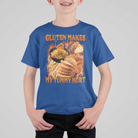 Funny Gluten Free T Shirt For Kid Gluten Makes My Tummy Hurt Vintage Bootleg Graphic