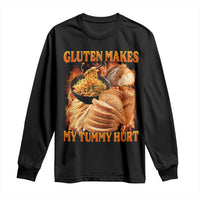Funny Gluten Free Long Sleeve Shirt Gluten Makes My Tummy Hurt Vintage Bootleg Graphic