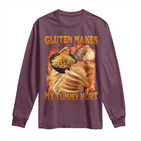 Funny Gluten Free Long Sleeve Shirt Gluten Makes My Tummy Hurt Vintage Bootleg Graphic