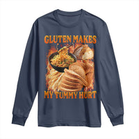 Funny Gluten Free Long Sleeve Shirt Gluten Makes My Tummy Hurt Vintage Bootleg Graphic