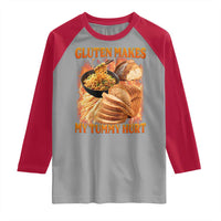 Funny Gluten Free Raglan Shirt Gluten Makes My Tummy Hurt Vintage Bootleg Graphic