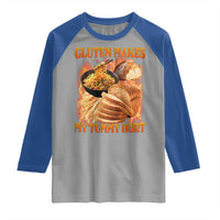 Funny Gluten Free Raglan Shirt Gluten Makes My Tummy Hurt Vintage Bootleg Graphic
