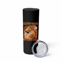 Funny Gluten Free Skinny Tumbler Gluten Makes My Tummy Hurt Vintage Bootleg Graphic