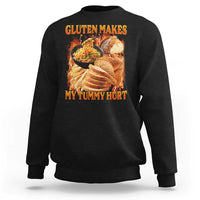 Funny Gluten Free Sweatshirt Gluten Makes My Tummy Hurt Vintage Bootleg Graphic
