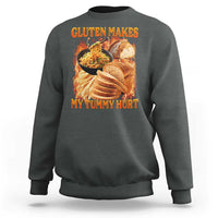 Funny Gluten Free Sweatshirt Gluten Makes My Tummy Hurt Vintage Bootleg Graphic