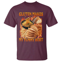 Funny Gluten Free T Shirt Gluten Makes My Tummy Hurt Vintage Bootleg Graphic
