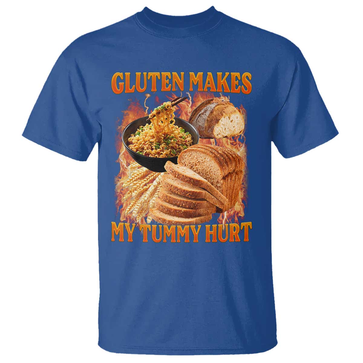 Funny Gluten Free T Shirt Gluten Makes My Tummy Hurt Vintage Bootleg Graphic