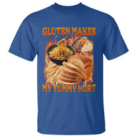 Funny Gluten Free T Shirt Gluten Makes My Tummy Hurt Vintage Bootleg Graphic