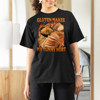 Funny Gluten Free T Shirt For Women Gluten Makes My Tummy Hurt Vintage Bootleg Graphic