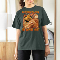 Funny Gluten Free T Shirt For Women Gluten Makes My Tummy Hurt Vintage Bootleg Graphic