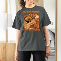 Funny Gluten Free T Shirt For Women Gluten Makes My Tummy Hurt Vintage Bootleg Graphic