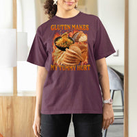 Funny Gluten Free T Shirt For Women Gluten Makes My Tummy Hurt Vintage Bootleg Graphic