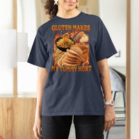 Funny Gluten Free T Shirt For Women Gluten Makes My Tummy Hurt Vintage Bootleg Graphic