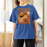 Funny Gluten Free T Shirt For Women Gluten Makes My Tummy Hurt Vintage Bootleg Graphic