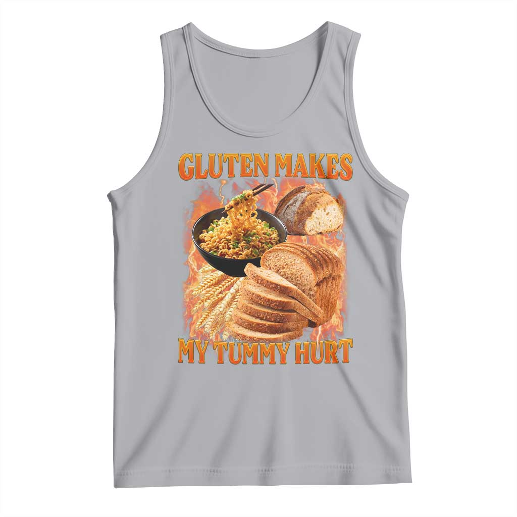 Funny Gluten Free Tank Top Gluten Makes My Tummy Hurt Vintage Bootleg Graphic