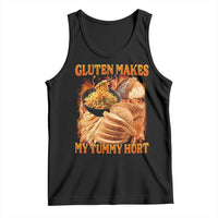 Funny Gluten Free Tank Top Gluten Makes My Tummy Hurt Vintage Bootleg Graphic