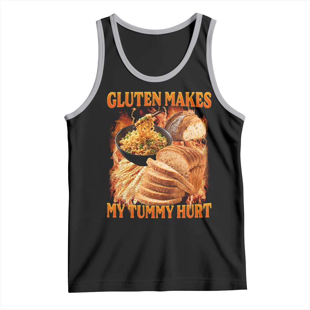 Funny Gluten Free Tank Top Gluten Makes My Tummy Hurt Vintage Bootleg Graphic