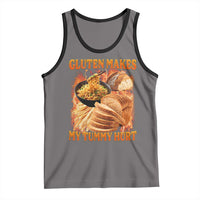 Funny Gluten Free Tank Top Gluten Makes My Tummy Hurt Vintage Bootleg Graphic