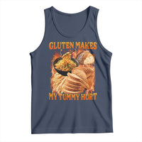 Funny Gluten Free Tank Top Gluten Makes My Tummy Hurt Vintage Bootleg Graphic