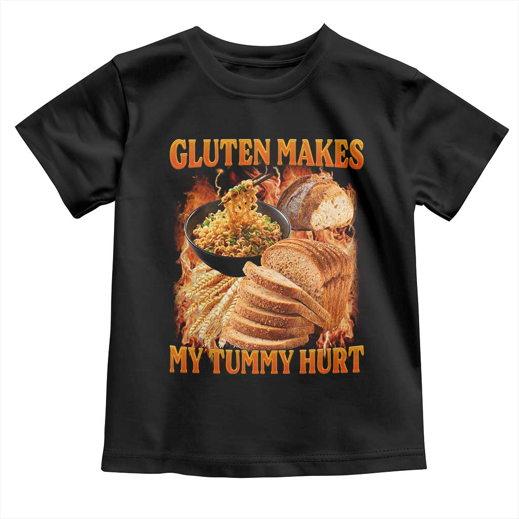 Funny Gluten Free Toddler T Shirt Gluten Makes My Tummy Hurt Vintage Bootleg Graphic