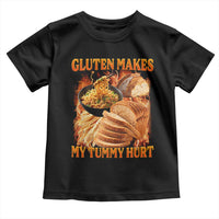 Funny Gluten Free Toddler T Shirt Gluten Makes My Tummy Hurt Vintage Bootleg Graphic