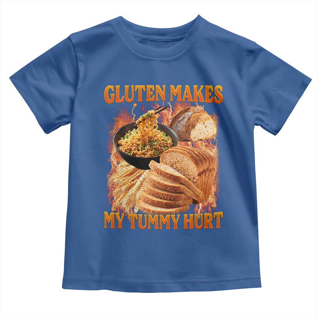 Funny Gluten Free Toddler T Shirt Gluten Makes My Tummy Hurt Vintage Bootleg Graphic