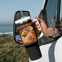 Funny Gluten Free Tumbler With Handle Gluten Makes My Tummy Hurt Vintage Bootleg Graphic