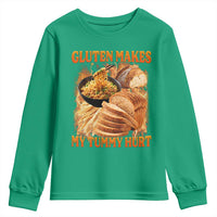 Funny Gluten Free Youth Sweatshirt Gluten Makes My Tummy Hurt Vintage Bootleg Graphic