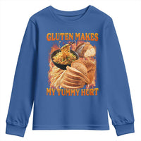 Funny Gluten Free Youth Sweatshirt Gluten Makes My Tummy Hurt Vintage Bootleg Graphic