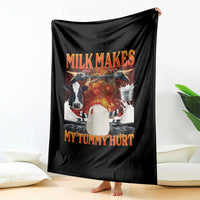 Lactose Intolerant Meme Throw Blanket Milk Makes My Tummy Hurt Vintage Bootleg Graphic