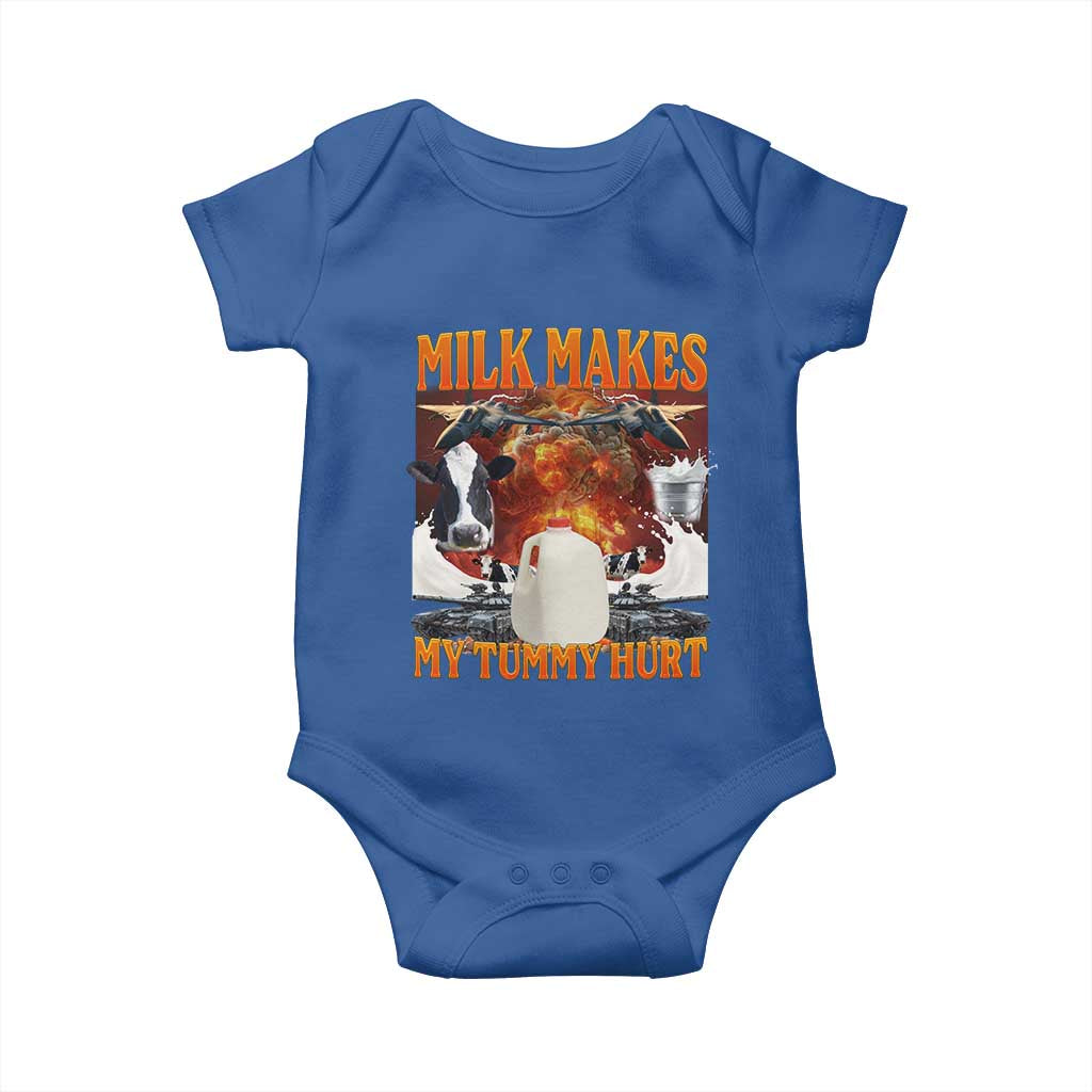 Lactose Intolerant Meme Baby Onesie Milk Makes My Tummy Hurt Vintage Bootleg Graphic