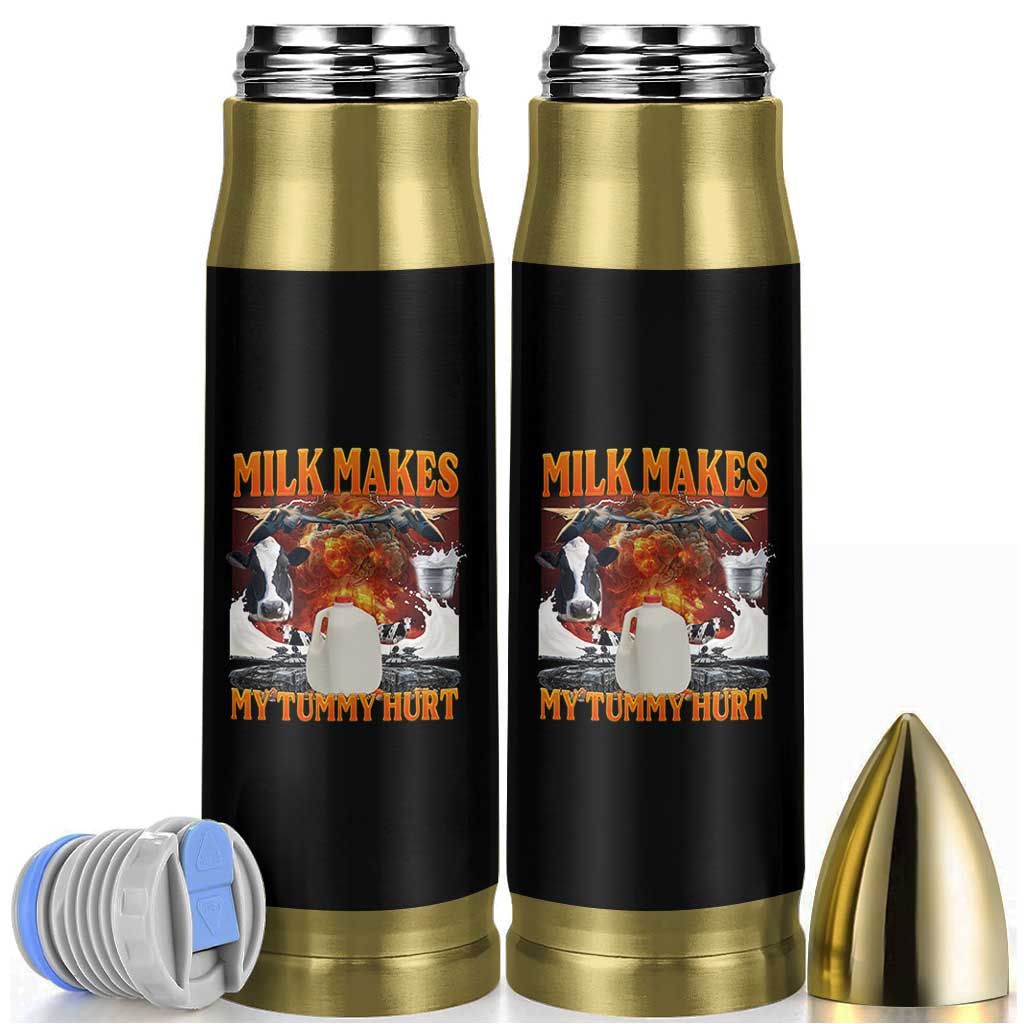 Lactose Intolerant Meme Bullet Tumbler Milk Makes My Tummy Hurt Vintage Bootleg Graphic