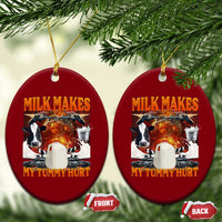 Lactose Intolerant Meme Ceramic Ornament Milk Makes My Tummy Hurt Vintage Bootleg Graphic