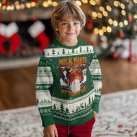 Lactose Intolerant Meme Ugly Christmas Sweater Milk Makes My Tummy Hurt Vintage Bootleg Graphic