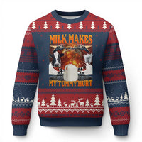 Lactose Intolerant Meme Ugly Christmas Sweater Milk Makes My Tummy Hurt Vintage Bootleg Graphic