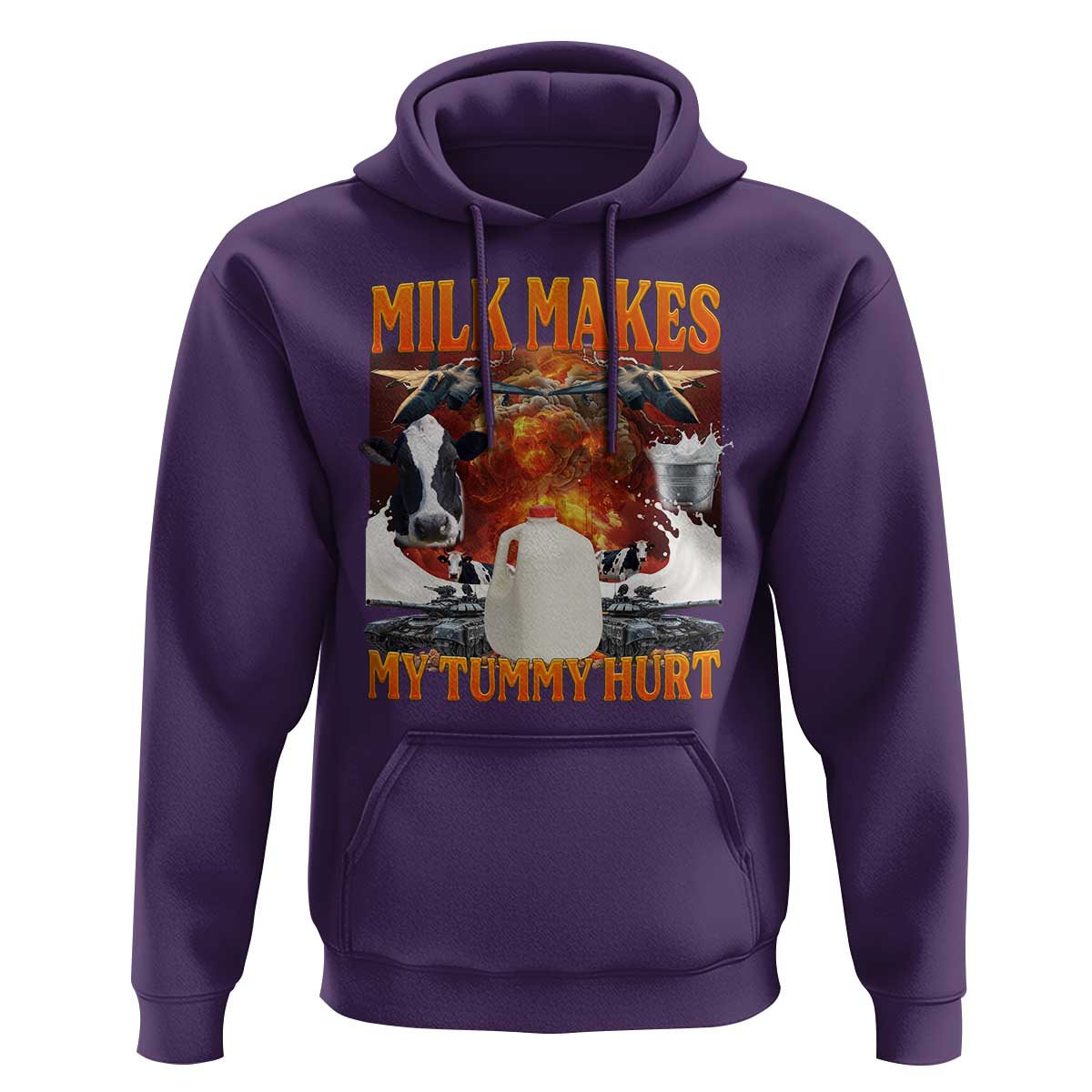 Lactose Intolerant Meme Hoodie Milk Makes My Tummy Hurt Vintage Bootleg Graphic