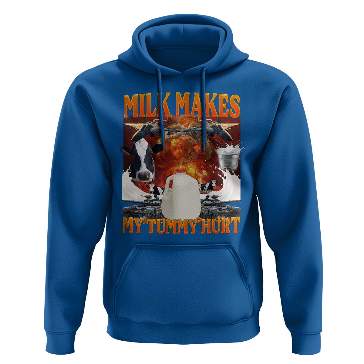 Lactose Intolerant Meme Hoodie Milk Makes My Tummy Hurt Vintage Bootleg Graphic