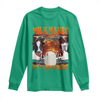 Lactose Intolerant Meme Long Sleeve Shirt Milk Makes My Tummy Hurt Vintage Bootleg Graphic