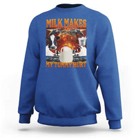 Lactose Intolerant Meme Sweatshirt Milk Makes My Tummy Hurt Vintage Bootleg Graphic